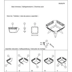 Dobar Design-Feuerschale Viereckig -Küchengrill 157987 4637 7