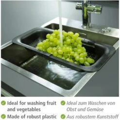 Wenko Spülbeckensieb Sivo Ausziehbar Schwarz -Küchengrill 4008838364307 1068 03