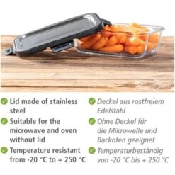Wenko Glas Frischhaltedose Steel Black Outdoor Kitchen 0,6 L -Küchengrill 4008838367001 1068 03