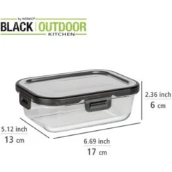 Wenko Glas Frischhaltedose Steel Black Outdoor Kitchen 0,6 L -Küchengrill 4008838367001 1068 05