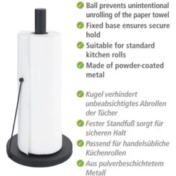 Wenko Küchenrollenhalter Clayton Pulverbeschichtetes Metall Schwarz -Küchengrill 4008838371305 1068 04
