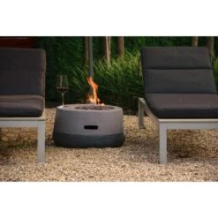 Dobar Outdoor-Feuerschale Mit Gasflamme Calido Ø 60 Cm Grau -Küchengrill 4637 lavaofenfeuerstelle 8 1