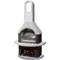 Küchengrill 13 Buschbeck Gartengrillkamin Milano Weiß-Braun