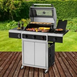 Tepro Gasgrill Keansburg 3 Mit Seitenbrenner Schwarz-Edelstahl -Küchengrill 769380 2400 03